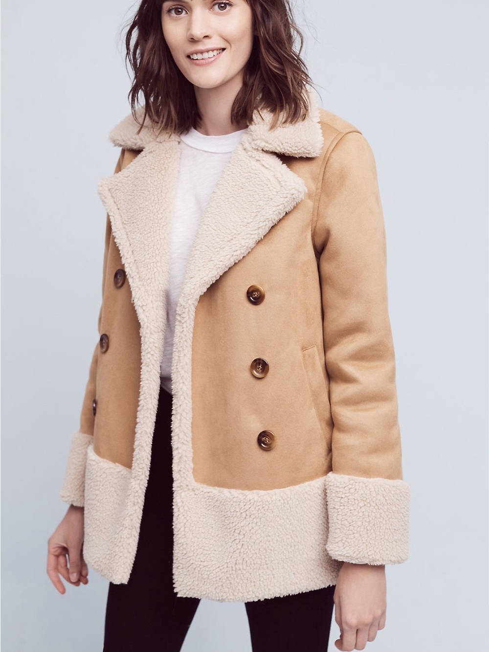 Anthropologie MOTHER shearling sherpa faux fur coat in honey jacket S